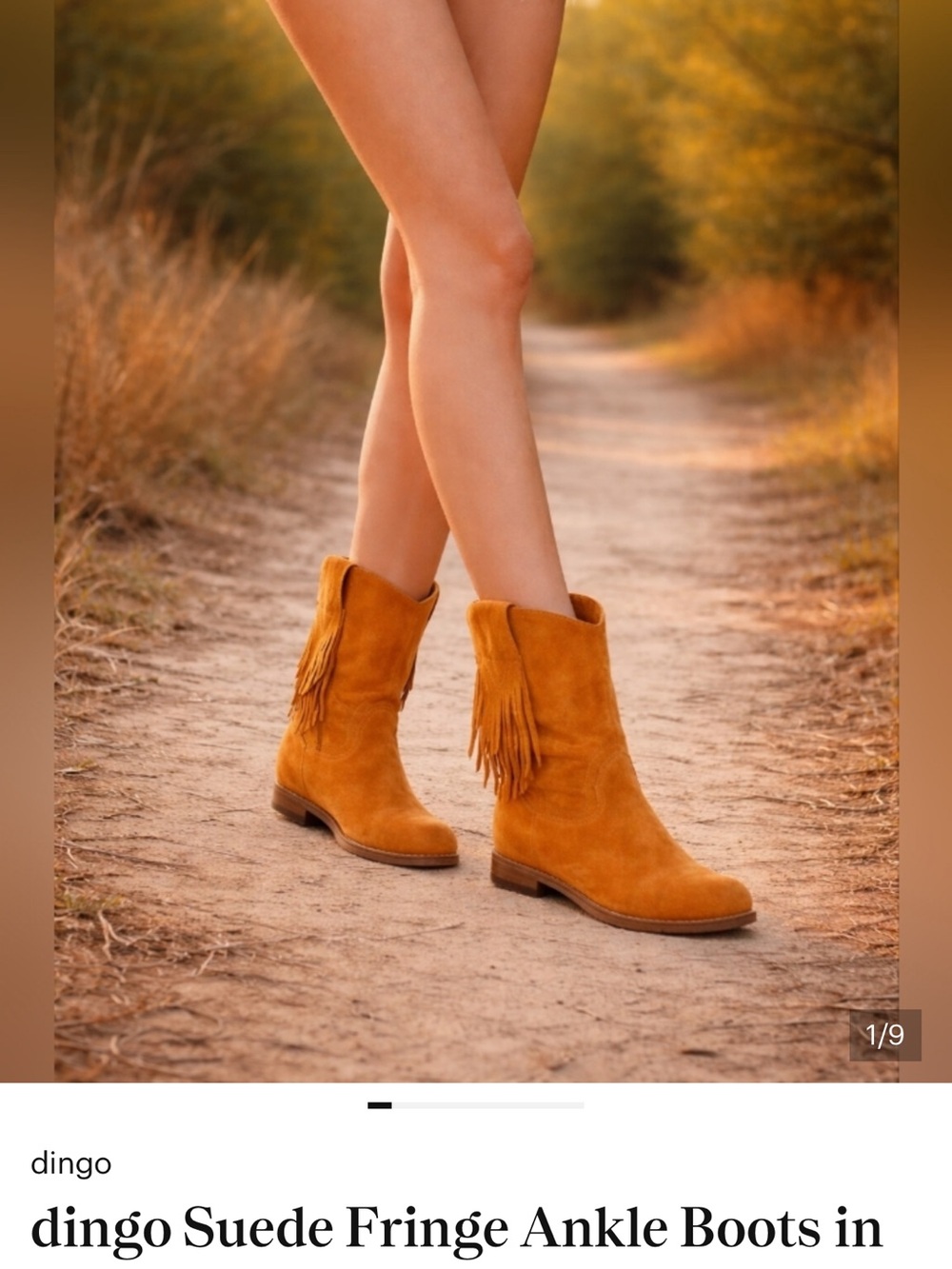 dingo Suede Fringe Ankle Boots in Camel/Tan